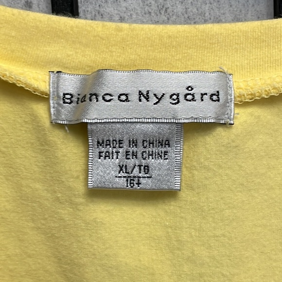 Yellow Beaded T Shirt by Bianca Nygard, SZ XL - Picture 2 of 5